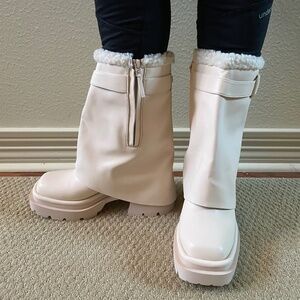 Sexy Circus (Sam Edelman) Vanilla Bean Moto / Lug Vegan Leather Boots (8)